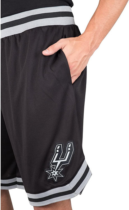 Ultra Game NBA Official Men’s Active Knit Basketball Training Shorts - Unisex, San Antonio Spurs, Black|San Antonio Spurs