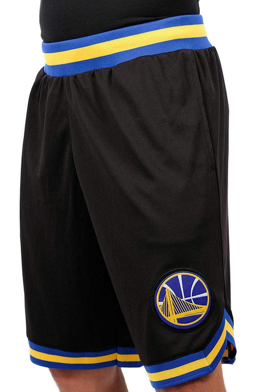 Ultra Game NBA Official Men’s Active Knit Basketball Training Shorts - Unisex, Golden State Warriors, Black|Golden State Warriors