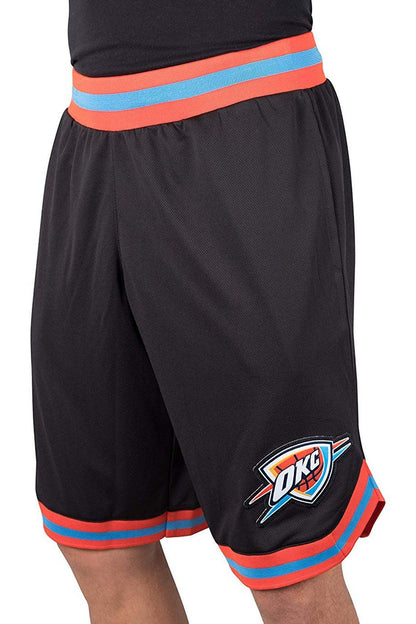 Ultra Game NBA Official Men’s Active Knit Basketball Training Shorts - Unisex, Oklahoma City Thunder, Black|Oklahoma City Thunder