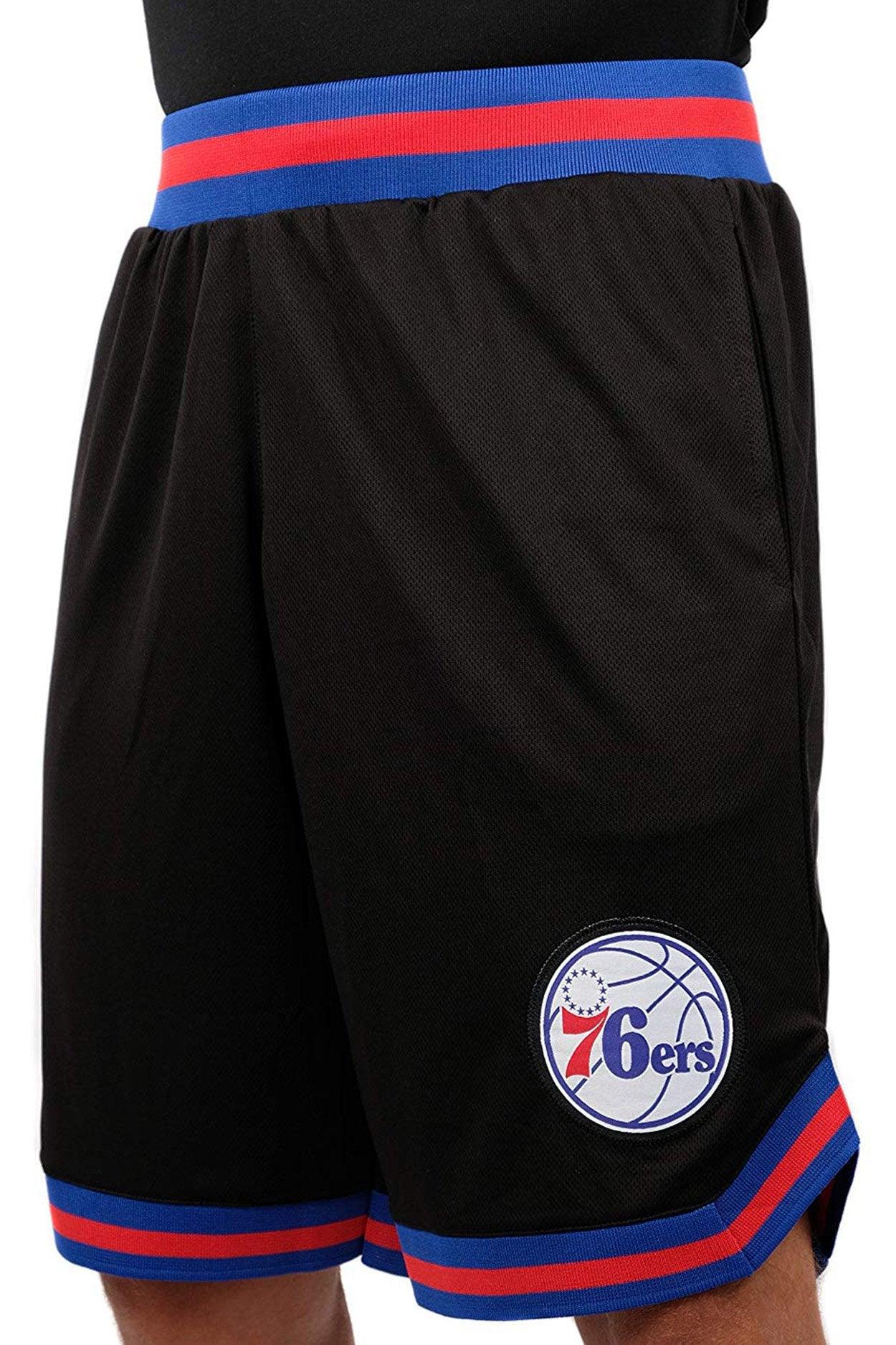 Ultra Game NBA Official Men’s Active Knit Basketball Training Shorts - Unisex, Philadelphia 76ers, Black|Philadelphia 76ers