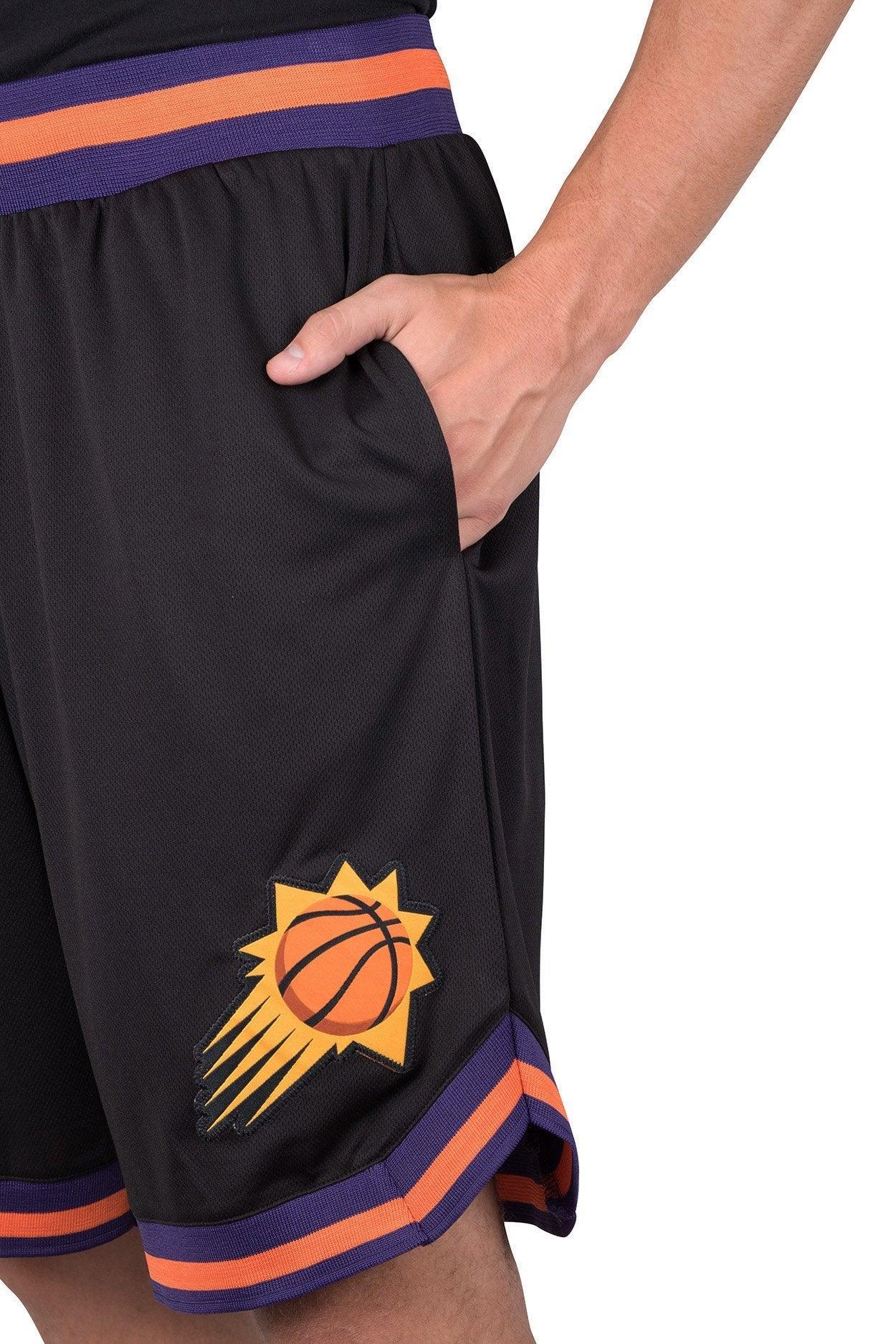 Ultra Game NBA Official Men’s Active Knit Basketball Training Shorts - Unisex, Phoenix Suns, Black|Phoenix Suns