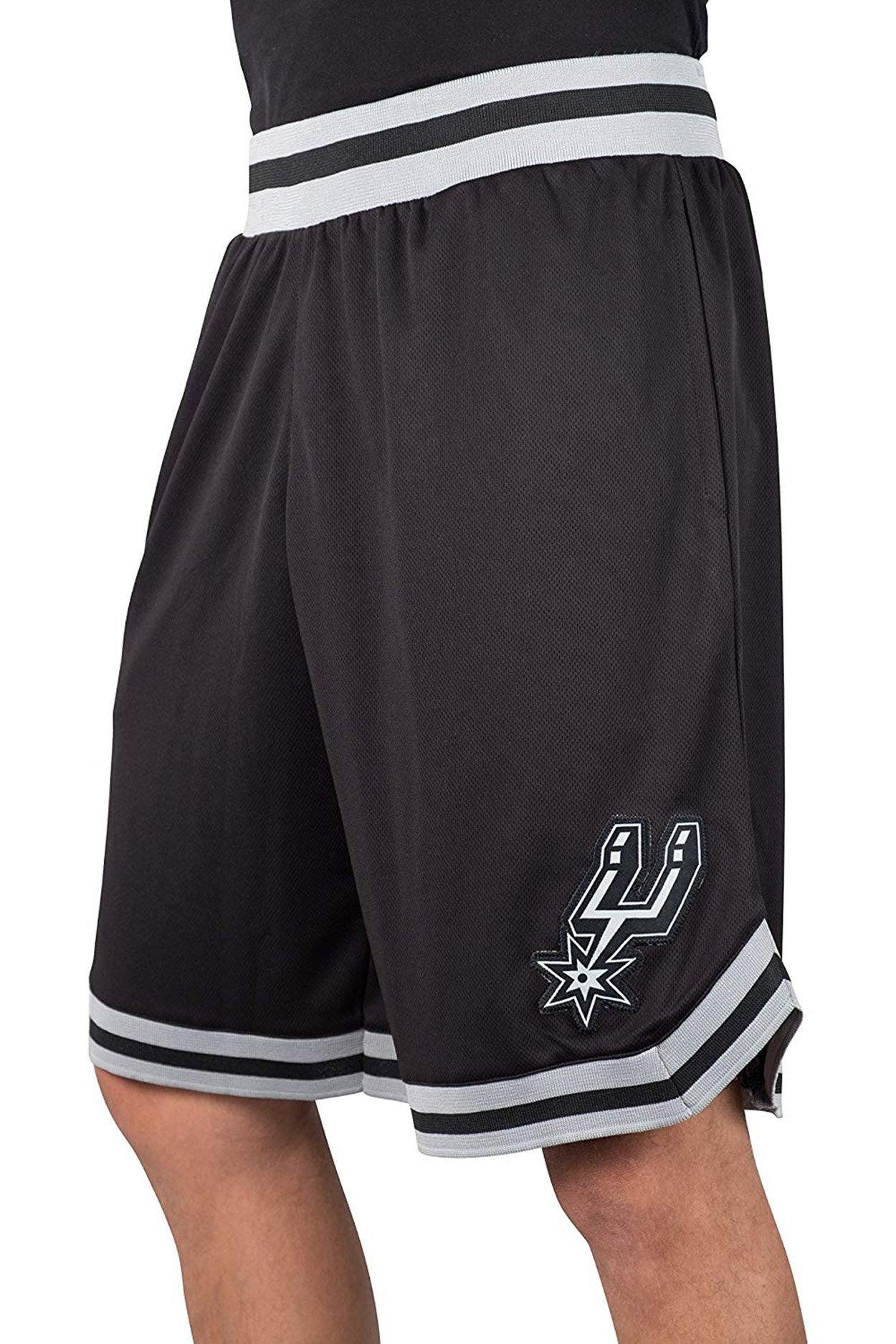 Ultra Game NBA Official Men’s Active Knit Basketball Training Shorts - Unisex, San Antonio Spurs, Black|San Antonio Spurs