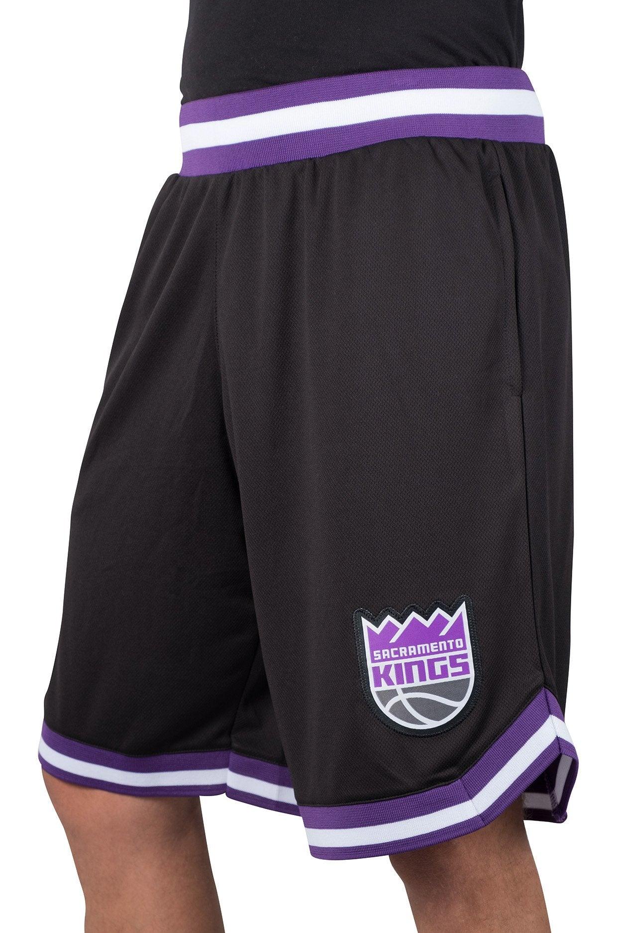 Ultra Game NBA Official Men’s Active Knit Basketball Training Shorts - Unisex, Sacramento Kings, Black|Sacramento Kings