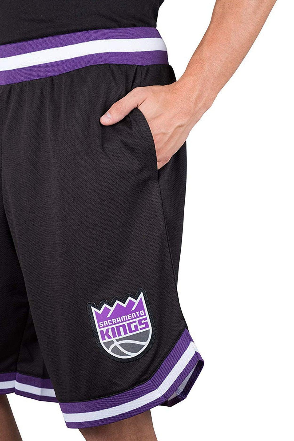 Ultra Game NBA Official Men’s Active Knit Basketball Training Shorts - Unisex, Sacramento Kings, Black|Sacramento Kings