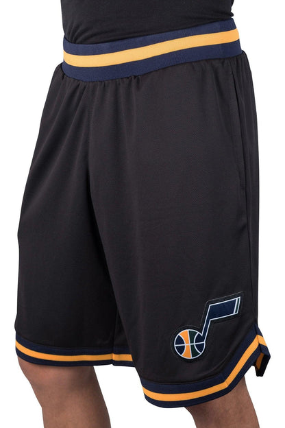 Ultra Game NBA Official Men’s Active Knit Basketball Training Shorts - Unisex, Utah Jazz, Black|Utah Jazz